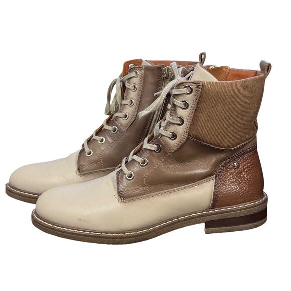 Pikolinos Aldaya Marfil Women's Mixed Media Ankle Boots Laces Zipper Size 7.5 - Picture 3 of 10